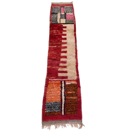 Moroccan Boujaad Wool Runner – 2 ft 4 in × 10 ft 8 in, Multi-color